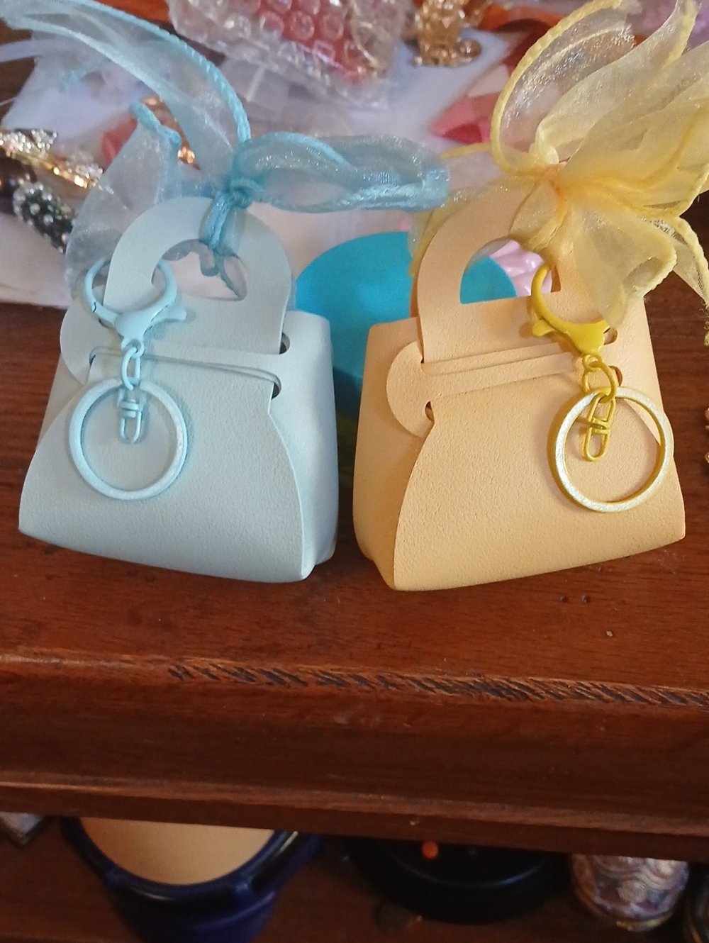 Mini Decorative Bag Keychain - Blue and Yellow Set Of 2